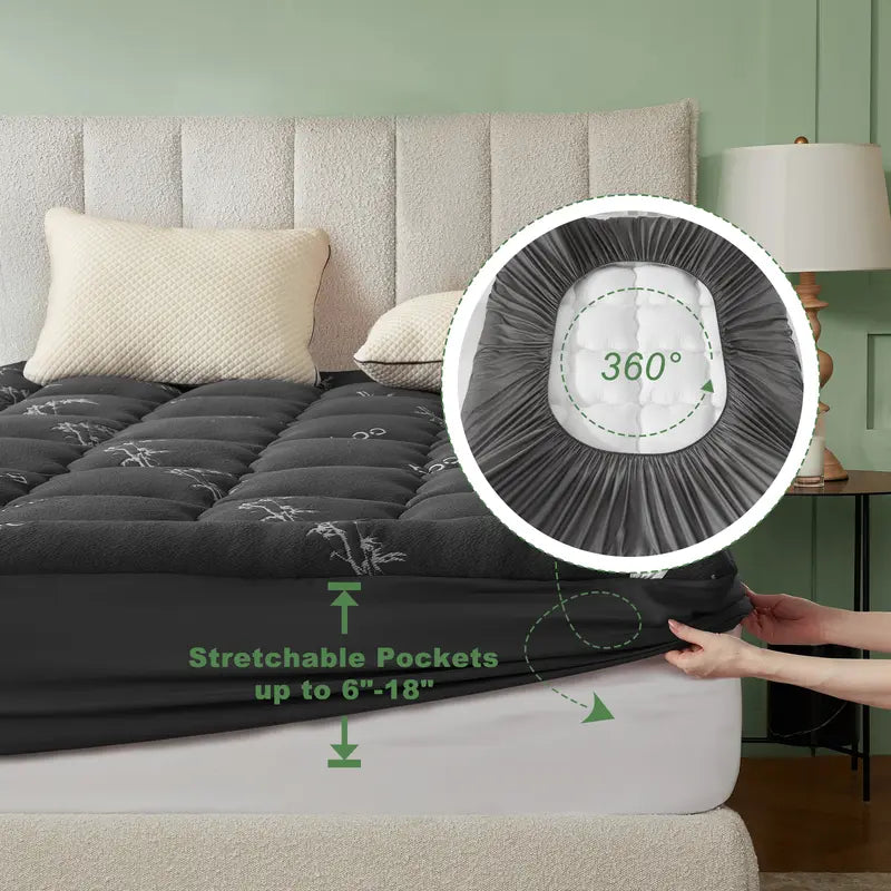 ✨ Thicken Bedding Fitted Sheet, Fluffy Pillow Top Pad,Cooling Comfortable Mattress Cover