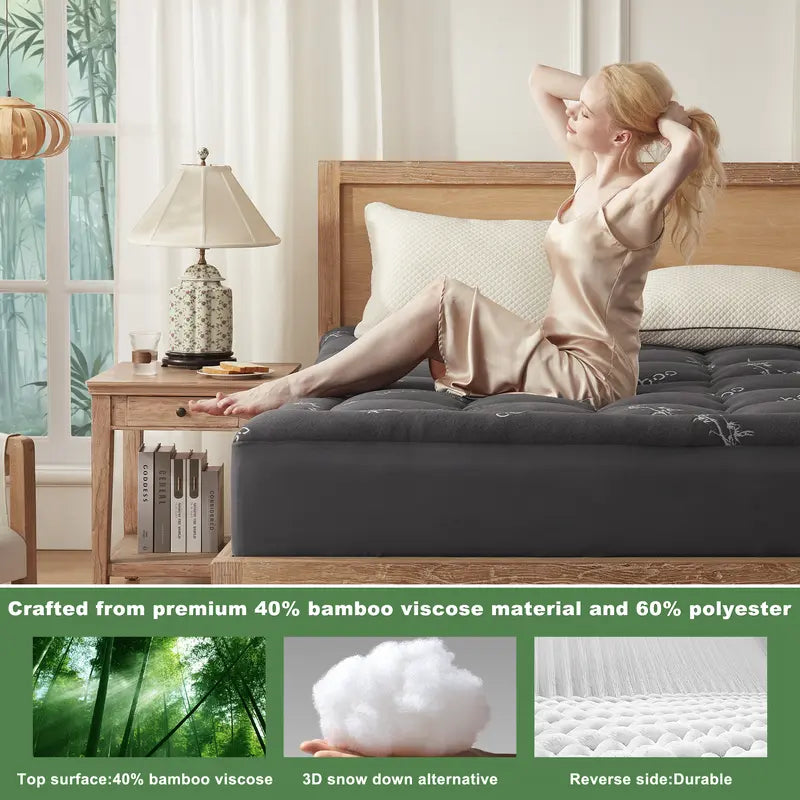 ✨ Thicken Bedding Fitted Sheet, Fluffy Pillow Top Pad,Cooling Comfortable Mattress Cover